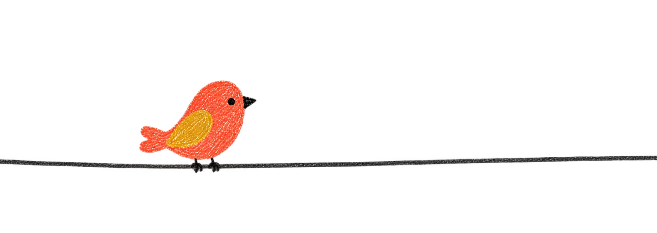 A crayon bird sitting on a wire